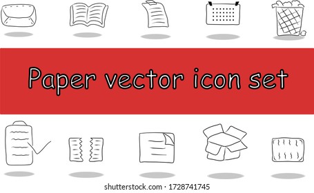 Paper vector icon set. Thin simple collection illustration black