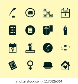 paper vector icons set. with paper clip, female gender symbol, house heart and holy quran in set