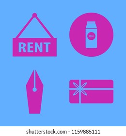paper vector icons set. with pack milk, fountain pen, house rent and gift card in set
