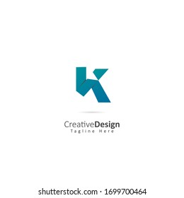 Paper Vector Letter K Logo with fold effect letters. Design Vector Illustration Logo template