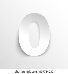 Paper vector numbers. The number 0 in paper style. Vector illustration