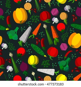 Paper vegetables flat style seamless pattern on a background. Vector EPS 10