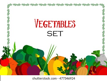 Paper vegetables flat style set on a background. Vector EPS 10