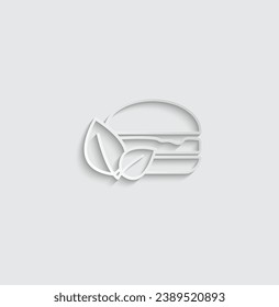 paper Vegetarian burger icon vegan food vector 