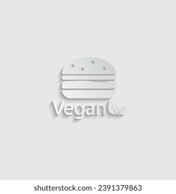 paper Vegetarian burger icon vegan food vector 