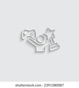 paper video game winner icon vector with trophy Cybersport icon 