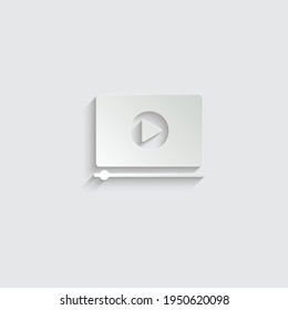 paper video player sign. player controls icon vector