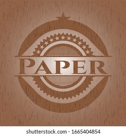 Paper vintage wooden emblem. Vector Illustration.