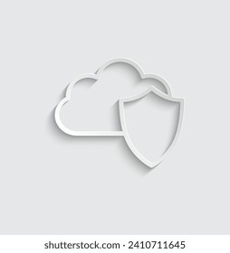 paper virtual web cloud icon vector mobile app icon 