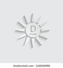 paper vitamin D icon vector. sun icon