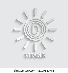 paper vitamin D icon vector. sun icon
