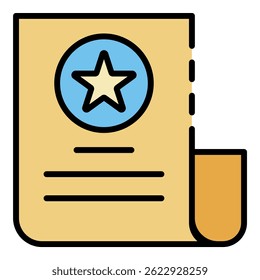 Paper vlog icon. Outline paper vlog vector icon color flat isolated on white