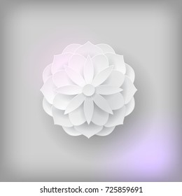 Paper volume flower light background. Paper volume flower on a light background for designers and illustrators. A bulk plant in the form of vector illustration