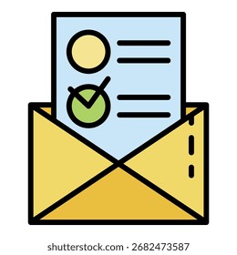 Paper vote envelope icon. Outline paper vote envelope vector icon color flat isolated