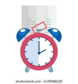paper voucher with alarm clock isolated icon vector illustration design