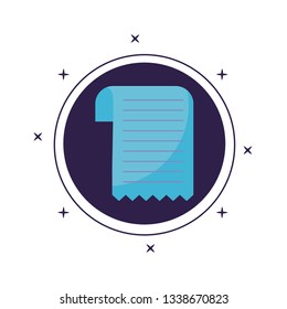 paper voucher in frame circular isolated icon