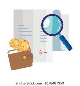 paper voucher with set icons vector illustration design