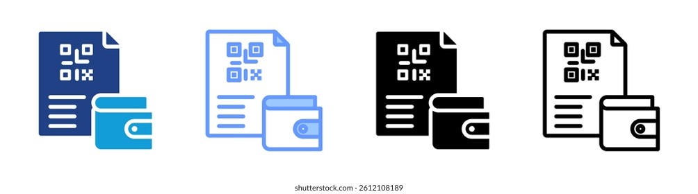 Paper Wallet icon set multiple style collection