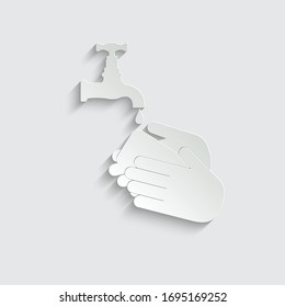 Paper wash hands vector icon. stop covid 19,  coronavirus 