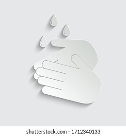Papier waschen die Hände Vektorillustration Symbol. Covid 19, Coronavirus 