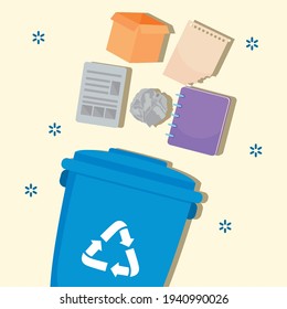 paper waste bin on background