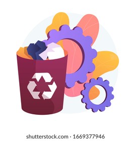 Basura de papel. Gestión de basura, basura reciclable, clasificación de basura. Reciclando hojas de periódico en el basurero de caricaturas. La basura ecológica. Ilustración de metáfora de concepto aislado por vectores.