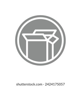 Paper waste vector label. Cardboard box garbage bin icon, editable stroke.