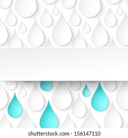 Paper water drops, abstract background with banner. Perfect for your business presentations. Vector illustration