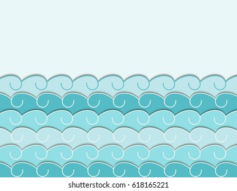 Paper wave. Seascape. vector illustration