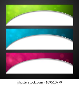 Paper wavy blank colorful banners. Vector illustration. 