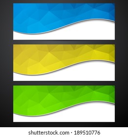 Paper wavy blank polygonal colorful banners. Vector illustration. 