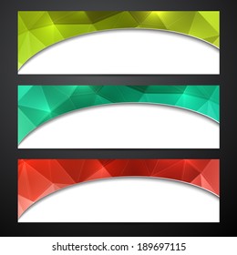 Paper wavy blank polygonal colorful banners. Vector illustration. 