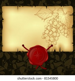  paper with wax seal with branch of grapevine
