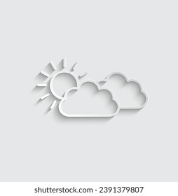 paper weather icon  sun and cloud vector symbol