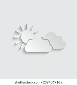 paper weather icon  sun and cloud vector symbol