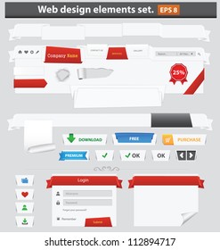 Paper web design elements set. Vector illustration