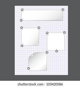 Paper web design with stickers and pins