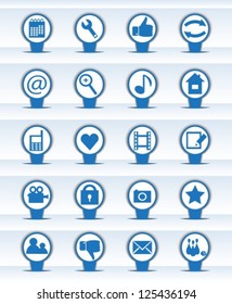 paper web icons blue and white colors.