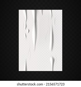 Paper wet effect, white glued paper or foil poster