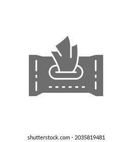 Paper wet wipes grey icon. Isolated on white background