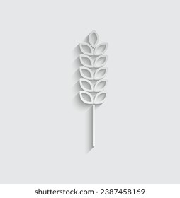 paper wheat vector icon  gluten sign