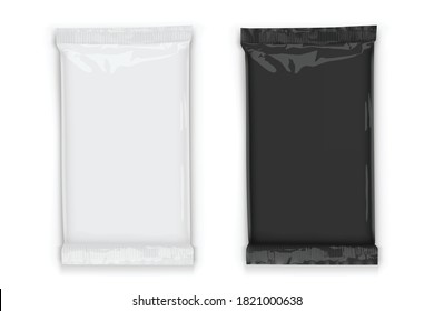 paper white and black flow packaging with transparent shadows isolated on white background mock up vector