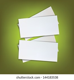 paper white blank green background  note piece page write message empty isolated