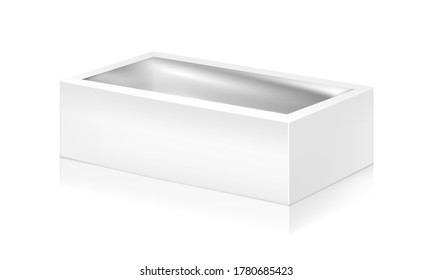 Paper white box with window mock-up vector template. Good for packaging design.