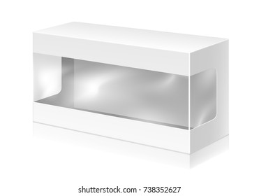 Paper white box with window mock-up vector template. Good for packaging design.