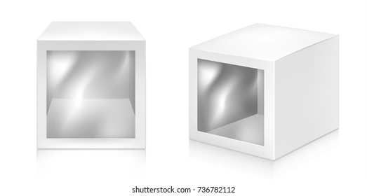 Paper white boxes set mock-up vector template. Good for packaging design.