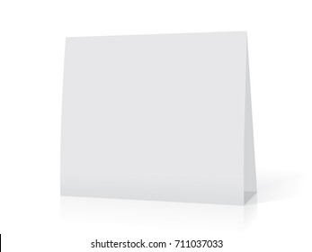 A paper white calendar stands on the table. Mock Up Vector Template