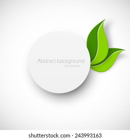 Paper white circle with leaves on white background