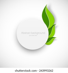 Paper white circle with leaves on white background