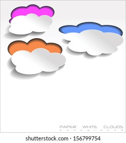 Paper white clouds background